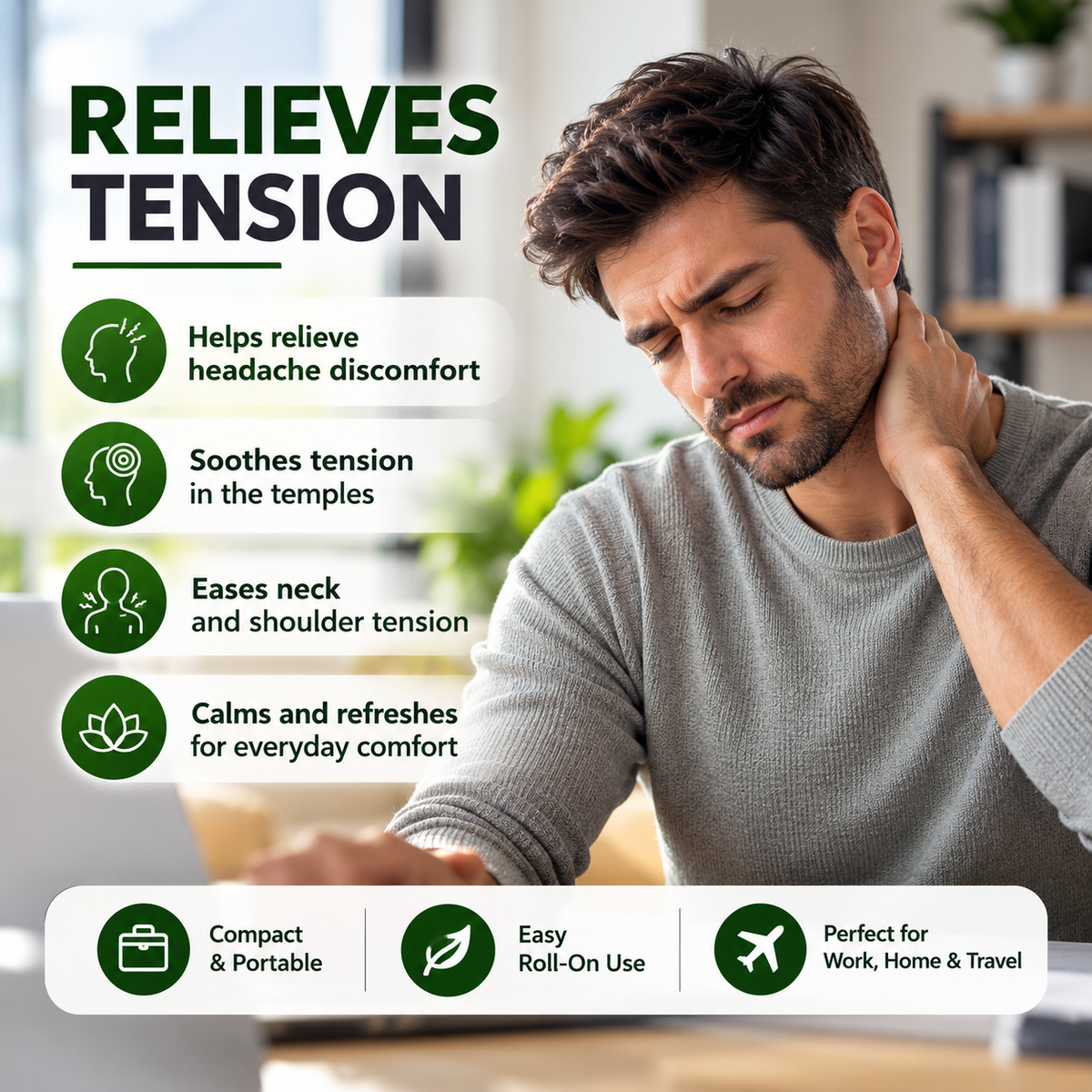 CalmRoll .Soothing Essential Oil Roll-On for Everyday Tension & Relaxation