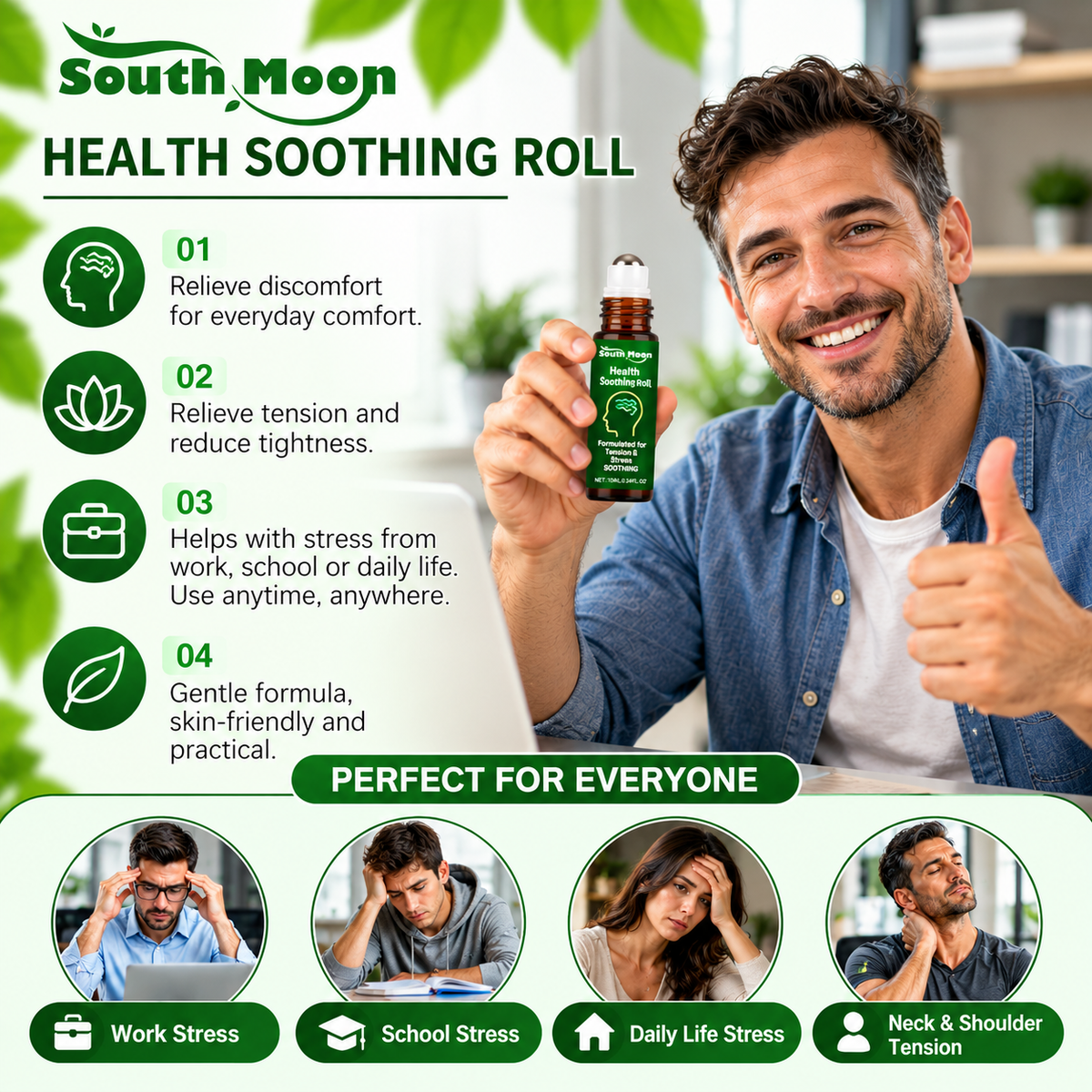 CalmRoll .Soothing Essential Oil Roll-On for Everyday Tension & Relaxation
